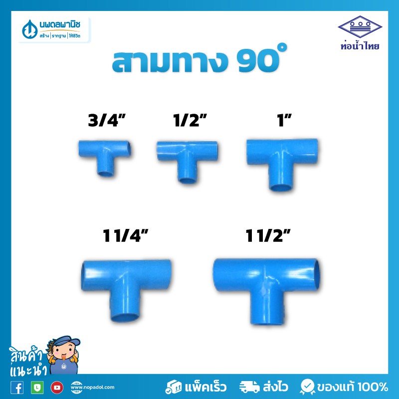 ท่อน้ำไทย สามทางฉาก อย่างหนา สีฟ้า PVC 13.5 เลือกขนาดได้ | ท่อพีวีซี ข้อต่อพีวีซี ท่อการเกษตร สามตาฉาก Thai pipe