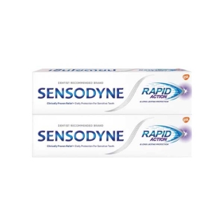 Sensodyne ยาสีฟัน สูตร แรพพิดแอคชั่น 100 g แพ็ค 2 ช่วยลดอาการเสียวฟัน ได้อย่างรวดเร็วใน 60 วินาที