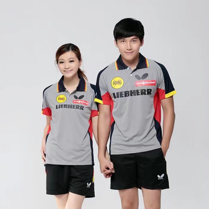 Butterfly ใหม่ เสื้อแขนสั้น คอปก ลายปิงปอง สไตล์เยอรมัน ฤดูร้อน สําหรับผู้ชาย และผู้หญิง 3 2065