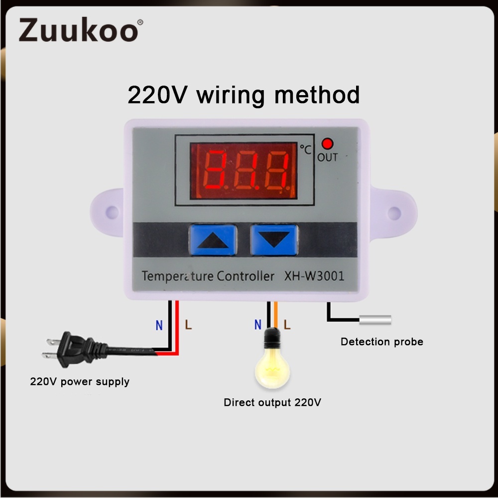 Xh-w3001 Microcomputer Digital Display Thermostat สวิตช์ควบคุมอุณหภูมิอิเล็กทรอนิกส์อัจฉริยะ 12/24/220V