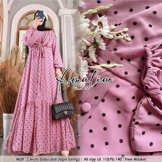 Amalia Dress BL วัสดุ CERUTY BABYDOLL FULL PURING ล่าสุด Gamis Dress Motif Polkadot Dress ล่าสุด เรียบง่าย ชุดเดรสเชิญ