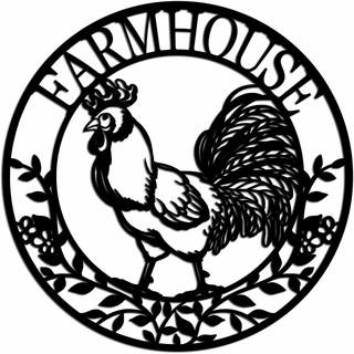 Farmhouse สติกเกอร์โลหะ รูปไก่ พร้อมใบไม้ สําหรับตกแต่งผนังบ้าน