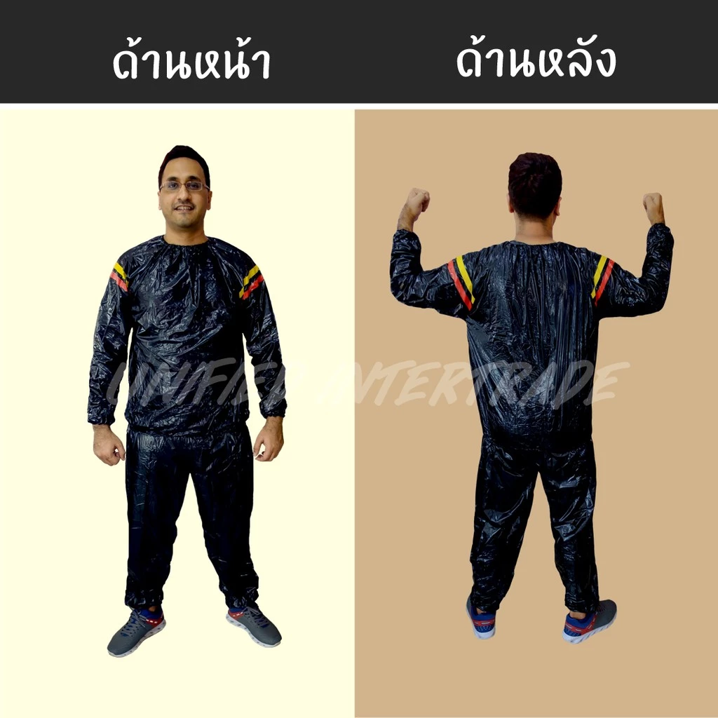 ชุด Sauna Suit ออกกำลังกาย เพิ่มการเผาผลาญ ขับเหงื่อ สีดำ/เงิน thumbnail 5