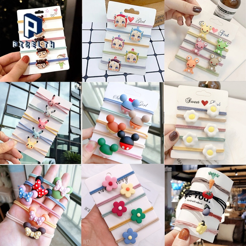 PIXELTH (1 เส้น) ยางรัดผมเกาหลี ยางมัดผมแฟชั่น ลายมินนี่ คละสี