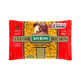 San Remo Quick Cook Macaroni 500 g.อาหารเครื่องดื่ม  วัตถุดิบ  เส้นพาสต้า มักกะโรนี