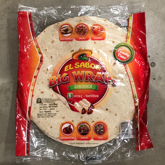แผ่นแป้งทอทิลลาย่าง (Big Wrap) El Sabor (6 แผ่น) 420 กรัม