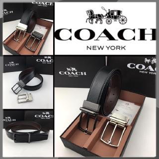 【มีกล่อง , ใบแจ้งหนี้ , บัตร , จัดส่งฟรี】เข็มขัดผู้ชาย Coach F64889 เข็มขัดหนังเข็มขัดผู้ชาย