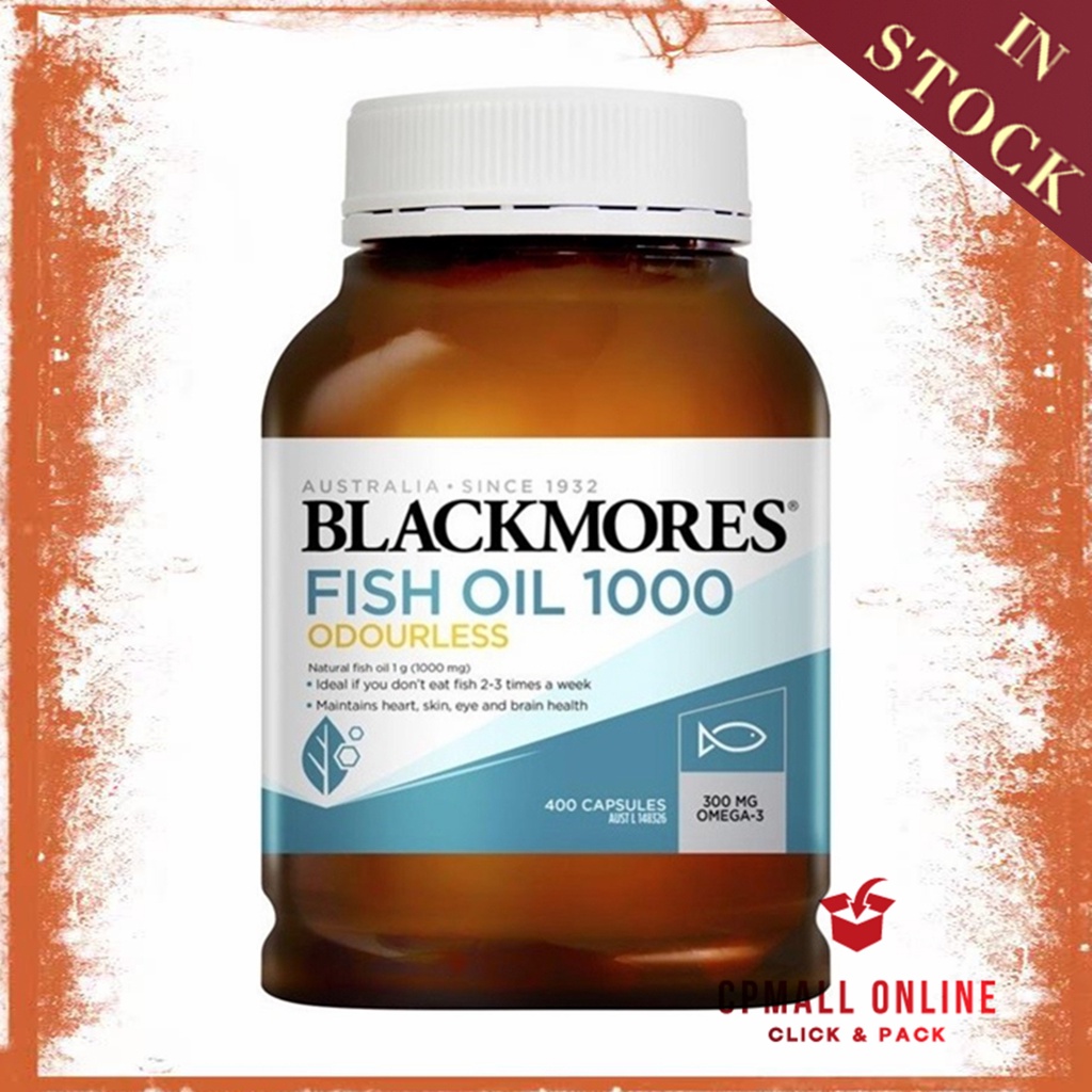 [วันหมดอายุ: 01/2027] Blackmores 无味 深鱼油 Odorless Fish Oil 1000mg ( 400 แคปซูล )