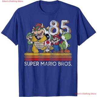 Edens Clothing Store New Nintendo Super Mario Retro Character Line-Up Graphic T-Shirt T-Shirt เสื้อยืดผ้าฝ้าย 100% แฟชั