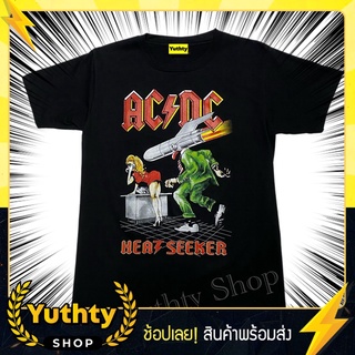 เสื้อยืดคอกลมเสื้อวง ACDC จรวด เสื้อยืดแฟชั่นวินเทจ90 ไม่มีตะเข็บข้าง ใส่ได้ทั้งชายและหญิงS-4XL