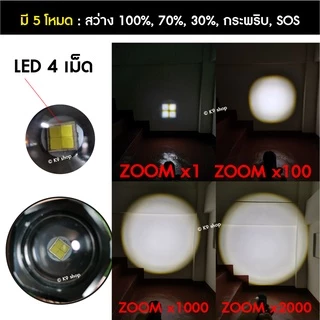ไฟฉาย T9 Gen 2 ไฟฉายแรงสูง ไฟฉายสปอตท์ไลท์ (แถมถ่าน 2 ก้อน)