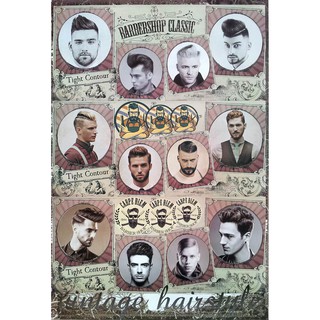 โปสเตอร์ ทรงผมชาย Mens Hairstyles Poster 24”x35” Inch Fashion Barber Salon Hairdresser v6