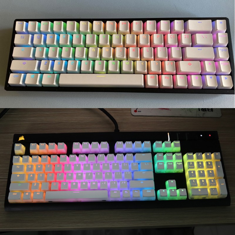 Spot ※rgb 143 keycaps white pudding double skin milk backlit keycap