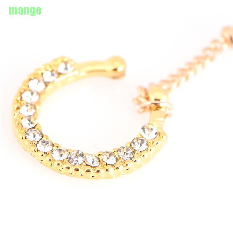 MG Nose to Ear Chain Nose Ring & Pierced Earring Jewelry Chain Link