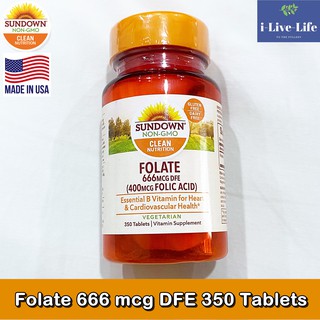 ซันดาวน์ เนเจอรัล กรดโฟลิก Folic acid 400mcg 350 Tablets - Sundown Naturals