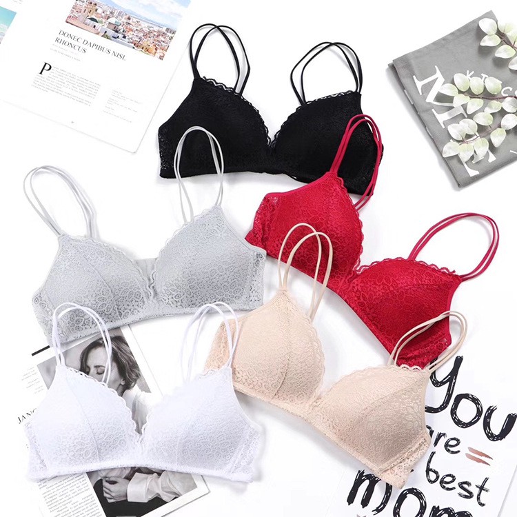 Ausvenice Hollow Light Wireless Bra Gathering Lace เซ็กซี่ Bra สบายยอดนิยม Bra