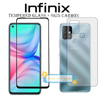 2in1 Tempered Glass FOR Infinix Hot 10 9 PLAY Tempered Glass Screen Protector + Carbon Fiber Back Film