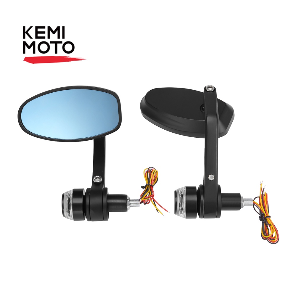 ปรับโฉม&Motorcycle Bar End Mirror LED Turn Signals Universal For NINJA