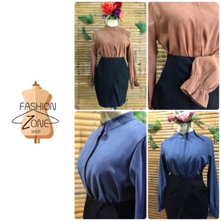 พร้อมส่ง 🛍 รูปงานจริง 📷 เสื้อผ้าแฟชั่นผู้หญิง เรียบหรู เก็บกระดุมใน