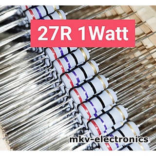 (20ตัว) 27R , 27โอห์ม , Metal Oxide Film Resistor 1Watt 1วัตต์ (รหัสสินค้า M02915)