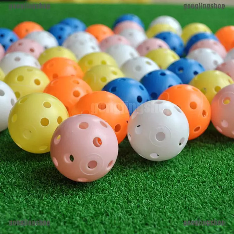 20ชิ้นกลวงพลาสติกฝึกลูกกอล์ฟลูกกอล์ฟลูกการไหลของอากาศ