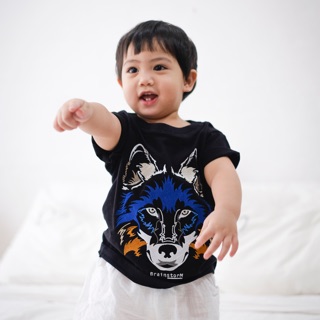 เสื้อเด็ก Kid Tshirt ลายหมาป่า สีดำ ผ้านุ่ม COTTON 100% เสื้อยืด เสื้อยืดเด็ก