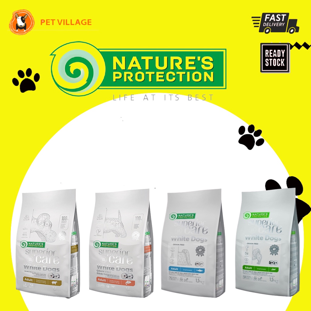 NATURES PROTECTION Superior Care White Dog Adult Small Breeds Lamb/Grain Free Salmon/Herring/แมลง)1.