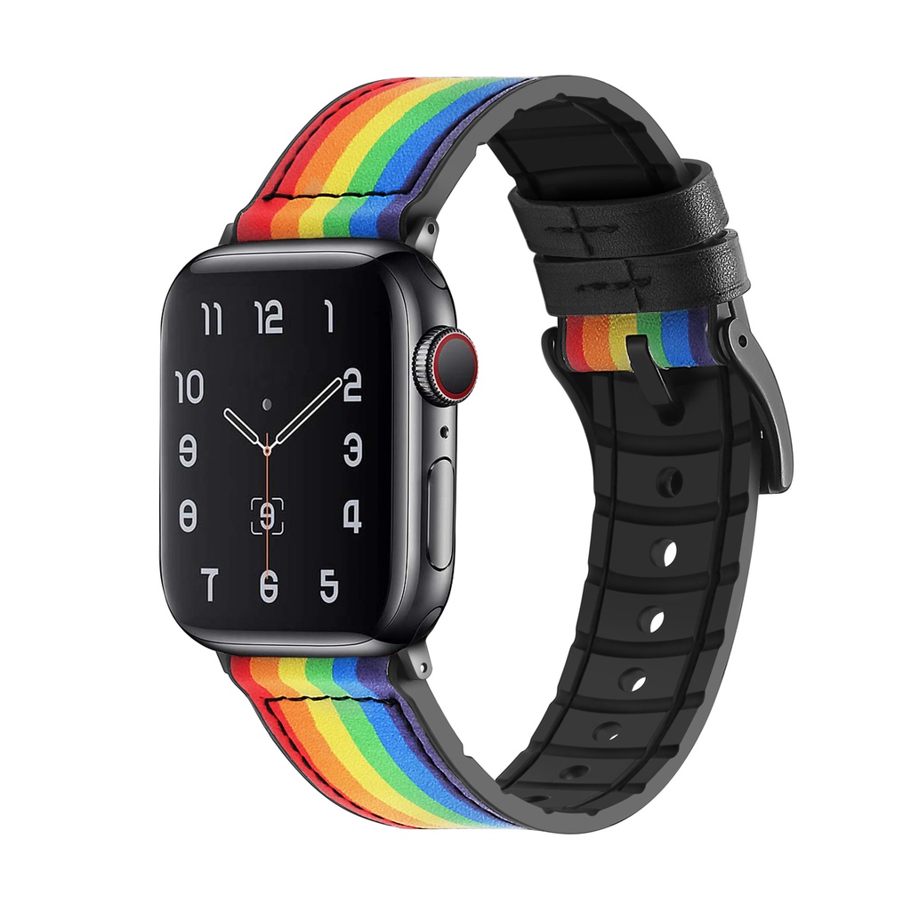 สายนาฬิกาข้อมือ สายหนังวัวแท้ พิมพ์ลาย เหมาะกับเล่นกีฬา สําหรับ Apple Watch 7 6 5 4 3 SE
