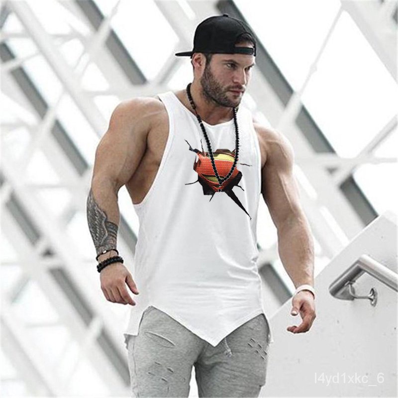 Men's Summer Cartoon T-shirt Gym Sweatshirt Bodybuilding Pattern Irregular  Vest | Shopee Thailand