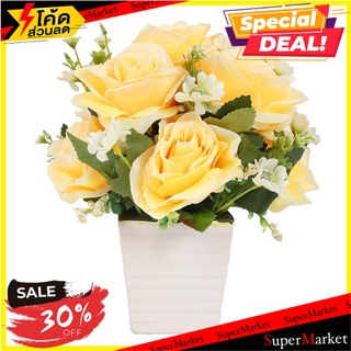 ดอกกุหลาบในแจกันเซรามิค WACH 01 สีเหลือง ต้นไม้ประดิษฐ์ ARTIFICIAL ROSE IN CERAMIC VASE WACH 01 YELLOW อุปกรณ์ตกแต่งสวน