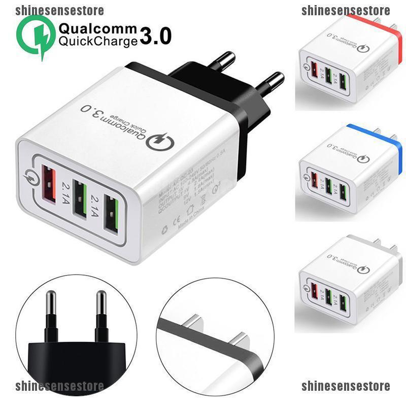 30w QC 3.0 อะแดปเตอร์ฮับชาร์จเร็ว 3 พอร์ต USB 2018