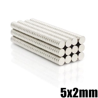 10ชิ้น แม่เหล็กนีโอไดเมียม กลมแบน 5x2มิล Magnet Neodymium 5*2mm แม่เหล็กแรงสูง 5x2mm แม่เหล็ก กลมแบน 5*2มิล