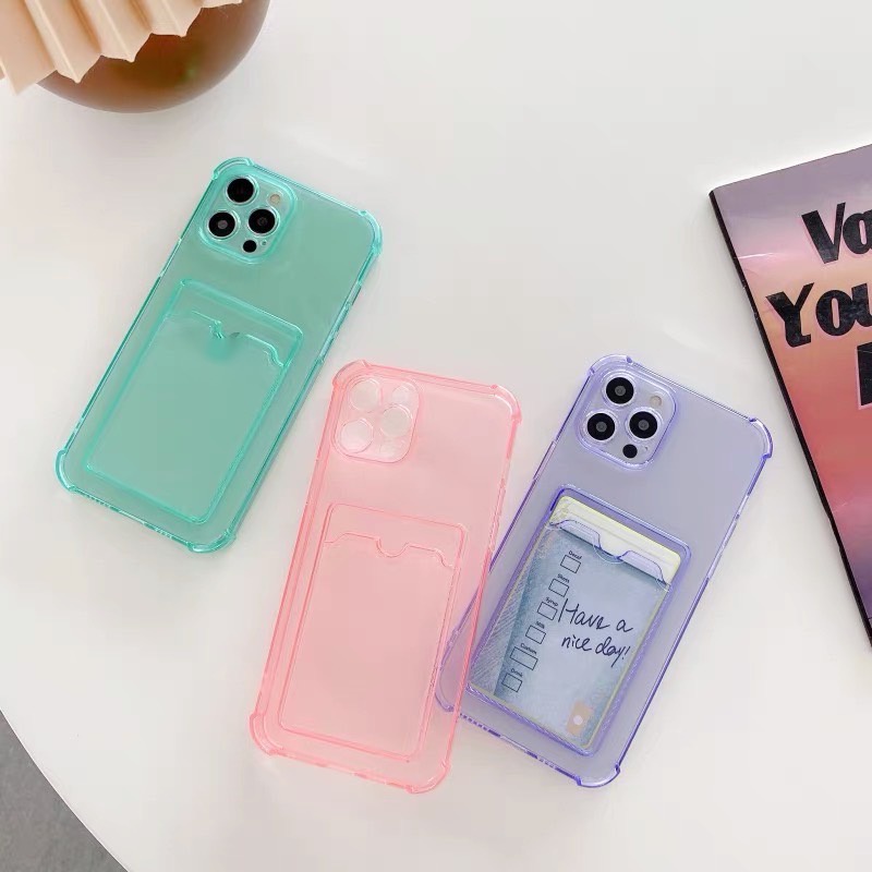 KIDDY กันกระแทกเคสใส่บัตร เคสซิลิโคนใส เคสใส 7/8/6 12/12pro 11/13 /13promax เคสใส่บัตร#023