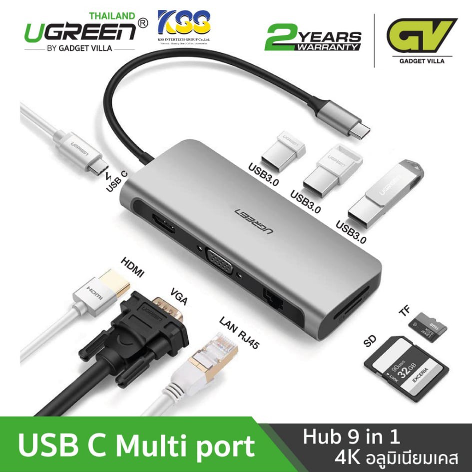 UGREEN รุ่น 40873 USB Type C 9 in 1 Multifunction Adapter Shopee Thailand