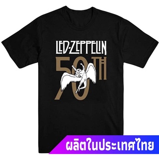 เสื้อยืดวงดนตรีผู้ชาย Led Zeppelin - 50th Logo - Adult T-Shirt sale เสื้อยืดall size