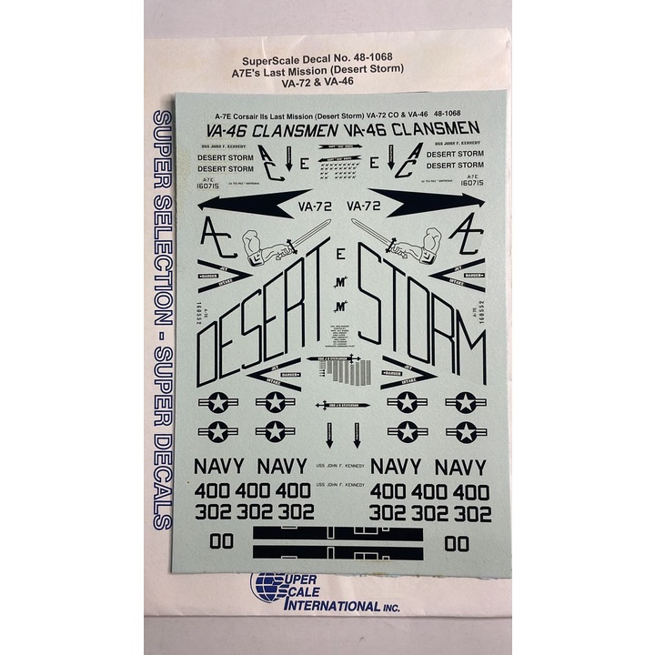 SUPERSCALE DECAL 48-1068 A-7E Corsair II Last Mission Desert Storm VA-72, VA-46 1/48 - DECAL