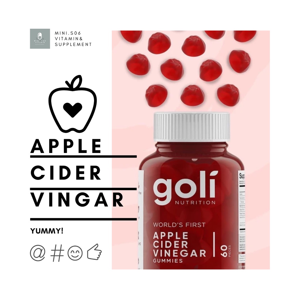 [ แอปเปิ้ลไซเดอ (กัมมี่)] Goli, Apple Cider Vinegar x 60 Gummies