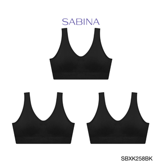 Sabina เสื้อชั้นใน  (Set 3 ชิ้น) Invisible Wire (ไม่มีโครง) รุ่น Soft Collection รหัส SBXK258BK สีดำ