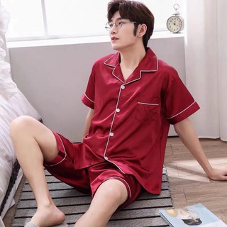 ราคา3333-1 ชุดนอนผู้ชายน่ารักๆผ้าซาตินนิ่มใส่สบายแขนสั้นขาสั้น สีสวยสด สไตล์เกาหลี (สินค้าพร้อมส่ง)
