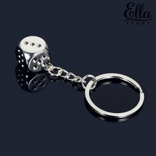 Ellastore123 พวงกุญแจโลหะ รูปลูกเต๋าหกด้าน สร้างสรรค์ ของขวัญ สําหรับตกแต่งรถยนต์