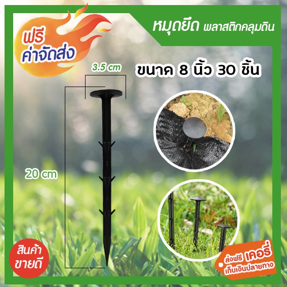 ลิ่มปักดิน หมุดปักดิน หมุดยึดพลาสติกคลุมวัชพืช ขนาด 8 นิ้ว แพ็ค 30 ชิ้น/แพ็คสีดำ หมุดสวน