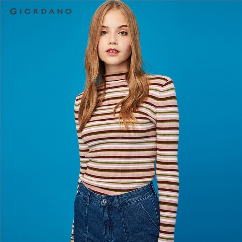 GIORDANO WOMEN Stripe mockneck sweater 99359682