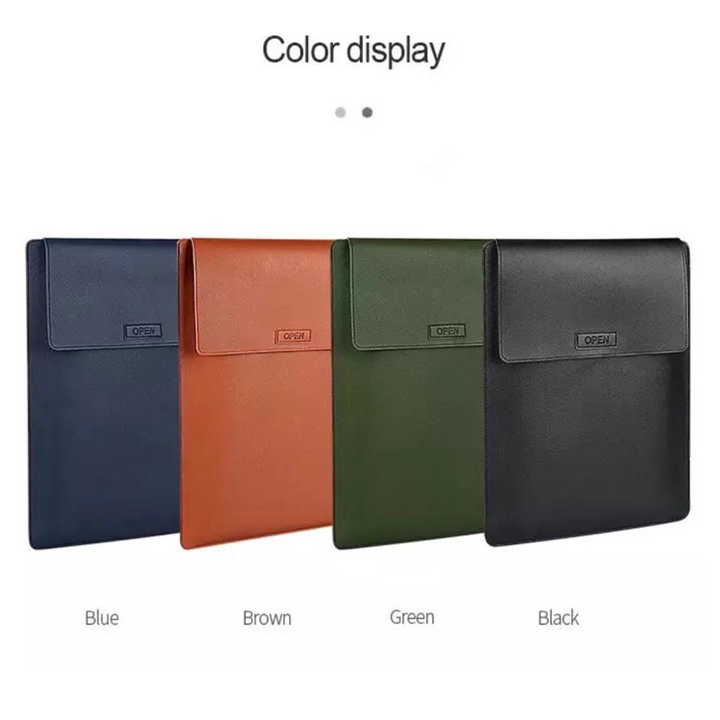 Laptop Bag 3in1 กระเป๋าแล็ปท็อปสำหรับ MacBook Air Pro 13" ซองใส่แมคบุค หนังPUกันน้ำ ฝาหลังพับตั้งได้