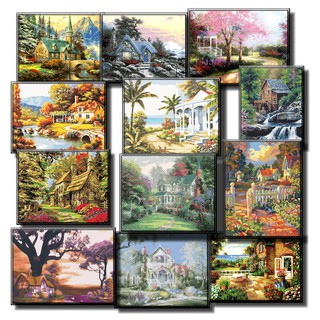 40*50 Cm Diy ภาพวาดสีน้ำมัน ภาพระบายสีตามตัวเลข Oil Painting Paint By Numbers Country House B