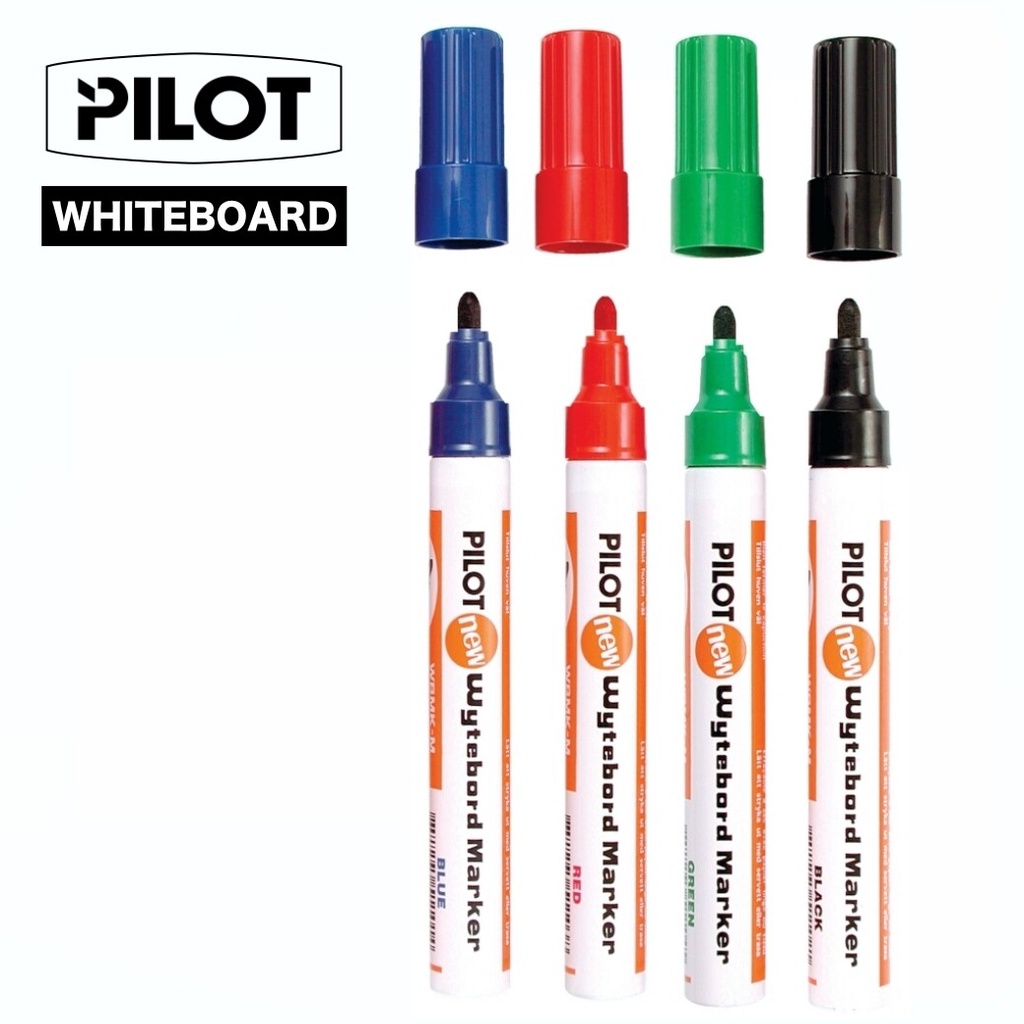 Pilot Whiteboard ปากกาไวท์บอร์ด ไพล็อต หัวกลม (แพ็ค 4 สี หมึกสีดำ, แดง, น้ำเงิน, เขียว