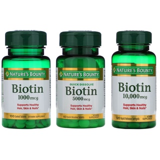 พร้อมส่ง!!! Natures Bounty, Biotin, 1,000 mcg/5000 mcg/10,000 mcg,