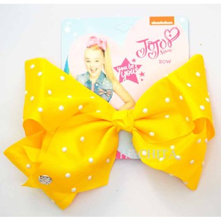 โบว์ JOJO SIWA  โบว์โจโจ้ฮิตติดเทรน ไซด์ใหญ่ 8 นิ้ว(L)จั้มโบ้ไซด์ สีเหลืองติดมุก สวยหรู เก๋ น่ารัก