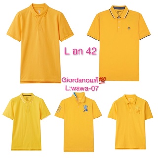 เสื้อโปโลผู้ชาย giordano แท้💯 Size L อก 42 เสื้อโปโลสีเหลือง เสื้อคอปก โปโลผู้ชาย