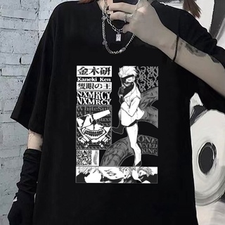 T-shirt  เสื้อยืดลําลอง แขนสั้น พิมพ์ลายการ์ตูนอนิเมะ Tokyo Ghoul Kaneki Ken ทรงหลวม สไตล์ญี่ปุ่น แฟชั่นฮาราจูกุ สําหรับ