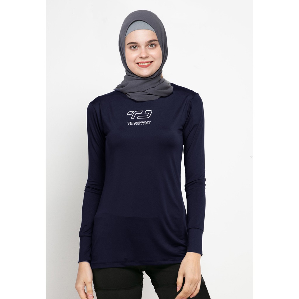 Td Active LS074 Sport Inner Outline เสื้อยืดกีฬาสีกรมท่าผู้หญิง